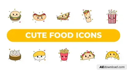 Cute Food Icons Elements template preview