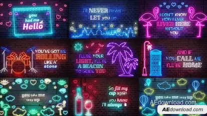 Neon Lyrics Template Video Displays template preview