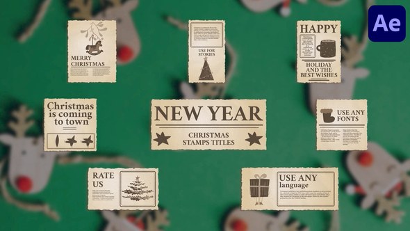 Videohive Christmas Stamps Titles for After Effects 49741877 Titles template preview