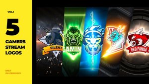 Videohive 5 Gamers Stream Logos Logo Stings template preview