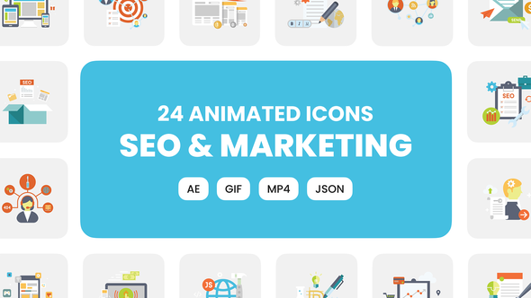 Videohive Animated SEO & Marketing Icons Broadcast-packages template preview
