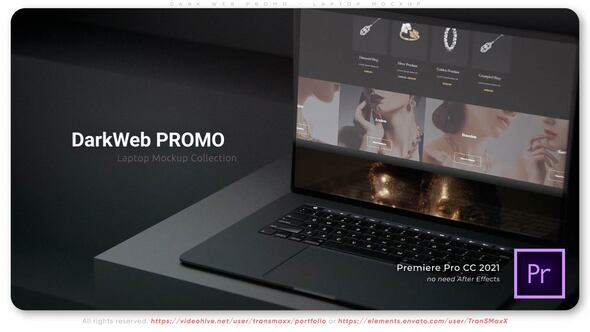 Dark Web Promo Laptop Mockup Premiere Pro template preview