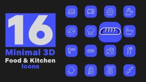Videohive Minimal 3D - Food & Kitchen Icons Elements template preview