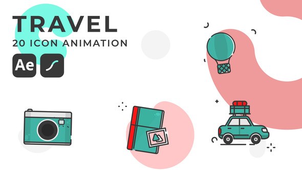 Videohive 20 Travel animated icons pack | After Effects Template & Lottie Animation Elements template preview