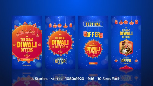 Videohive Diwali Festival Sale Stories Openers template preview