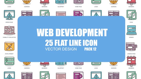 Web Development - Flat Animation Icons Video Displays template preview