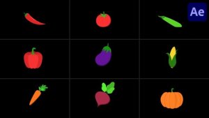 Videohive Vegetable Looped Icons And Fresh Food Set for After Effects Elements template preview