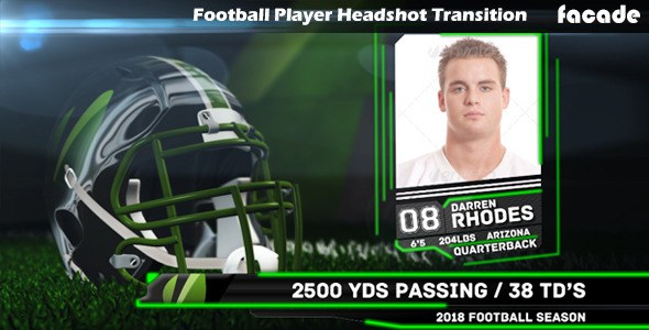 Football Player Headshot Transition Video Displays template preview