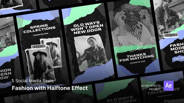 Videohive Social Media Reels - Fashion with Halftone Effect After Effects Project Files Product Promo template preview