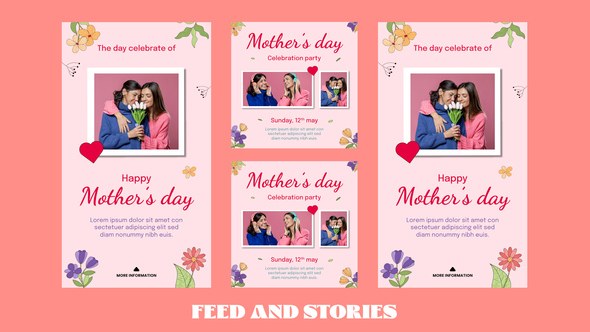 Videohive Mothers Day Feed and Stories Instagram Openers template preview
