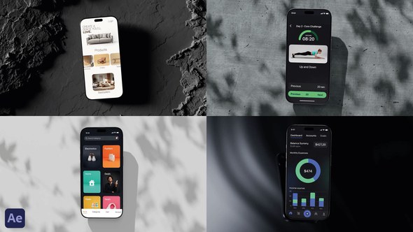 Videohive Smartphone Screen Dynamic Mobile App or Website Promo | Set of 5 Themes Product Promo template preview