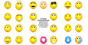 Facebook Emojis And 3D Animated set of Emojis Video Displays template preview