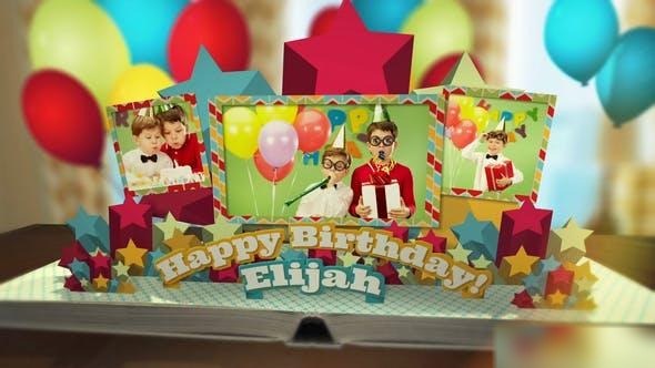 Videohive Happy Birthday Pop Up Book Video Displays template preview