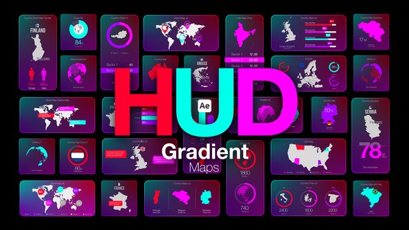 Videohive HUD Gradient Maps Infographics template preview