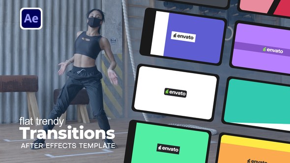 Videohive Flat Trendy Transitions Elements template preview