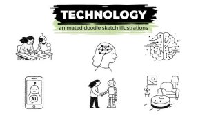 Videohive Technology and AI - Animated Doodle Sketch Illustrations Elements template preview