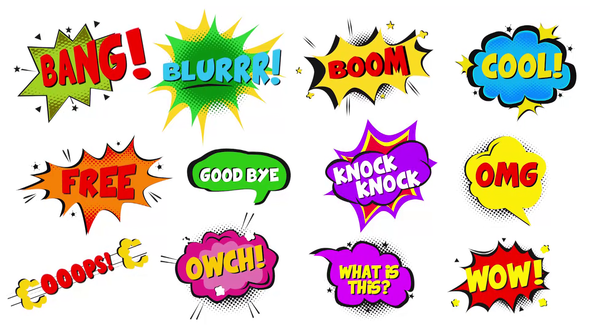 Modern Comic Bubbles Premiere Pro template preview