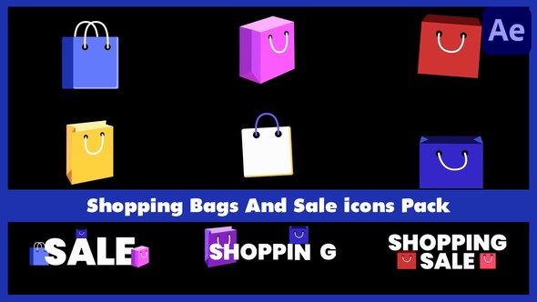 Videohive Shopping Bags And Sale Icons Pack for After Effects Elements template preview