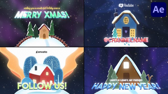 Videohive Christmas Houses Greetings for After Effects Elements template preview