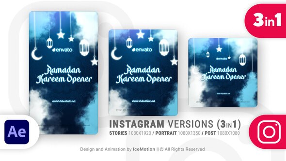 Videohive Instagram Ramadan Kareem Intro || Ramadan Opener Titles (3 in 1) Ramadan template preview