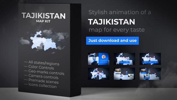 Videohive Tajikistan Map - Republic of Tajikistan Map Kit Video Displays template preview