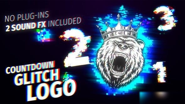 Videohive Countdown Glitch Logo Logo Stings template preview