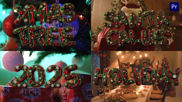 Christmas 3D Fir Tree Typography Letters Pack For Premiere Pro Premiere Pro template preview
