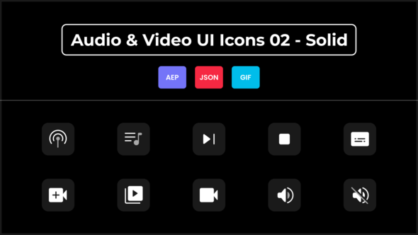 Videohive Audio & Video UI Icons 02 - Solid Elements template preview