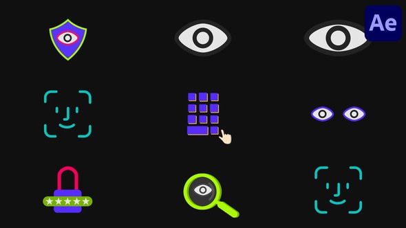 Videohive Cyber Security Icons for After Effects Elements template preview