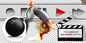 Stop Motion Video Paper Cut Elements Video Displays template preview