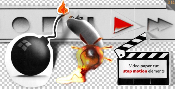 Stop Motion Video Paper Cut Elements Video Displays template preview