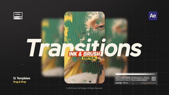 Videohive Vertical Ink & Brush Transitions Elements template preview