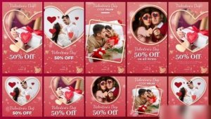Videohive Valentine's Stories Pack Openers template preview