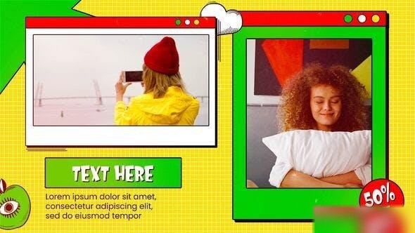 Videohive Retro Yellow Comic Planet Slideshow