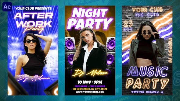 Videohive Party Night Instagram Reels Openers template preview