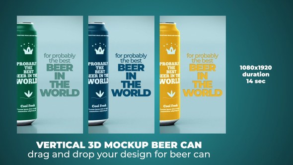 Videohive Vertical Beer Can Mock Up Product Promo template preview