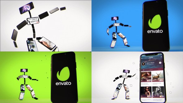 Videohive Dancing Phone Character Logo Stings template preview