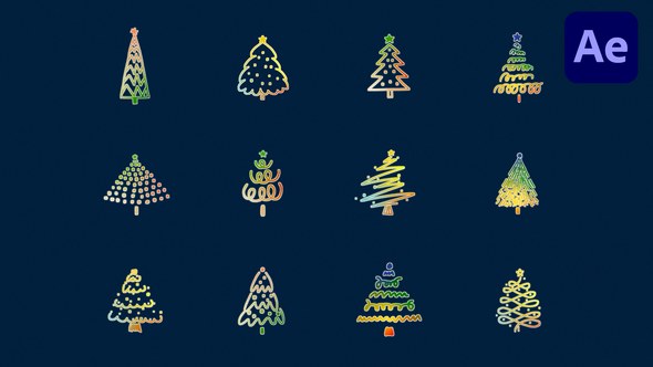 Videohive Hand Drawn Christmas Tree | AE Elements template preview