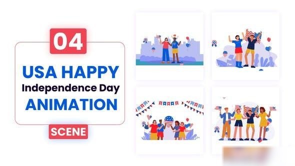 Videohive USA Happy Independence Day Scene Animation Elements template preview