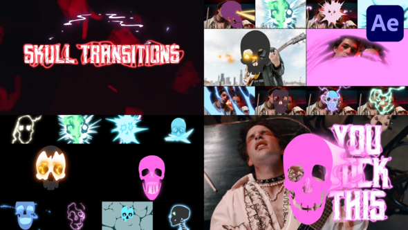 Videohive Skull Transitions for After Effects Elements template preview