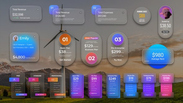 Videohive Finance Dashboard Pack вЂ” Glass & Solid Versions Logo Stings template preview