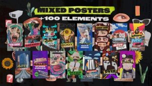 Videohive Mixed Posters and 100 Collage Elements Elements template preview