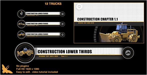 Construction Lower Thirds & Chapter Titles Video Displays template preview