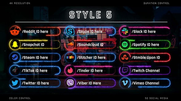Videohive Neon Social Media Lower Thirds 28410832 Video Displays template preview