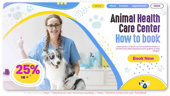 Videohive Veterinary Care Clinic Center Video Displays template preview