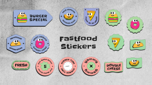 Videohive Fastfood Stickers Elements template preview