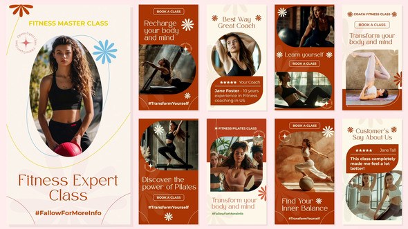 Videohive Fitness Pilates Sports Instagram Stories Openers template preview