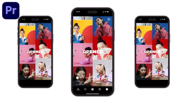 Smooth Instagram TikTok Multiscreen Opener | Split Screen Slideshow | MOGRT Premiere Pro template preview