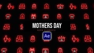 Videohive Mothers Day Neon Icons Elements template preview