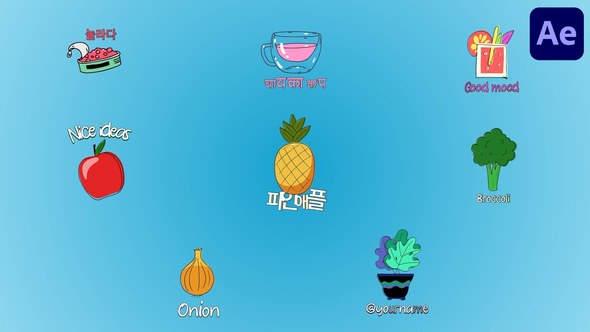 Videohive Looped Fresh Food Icons And Title Pack for After Effects Titles template preview